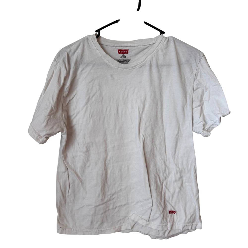 Levis Womens White Cotton Crew Neck Short Sleeve T-Shirt Red‎ Tab Logo Large
